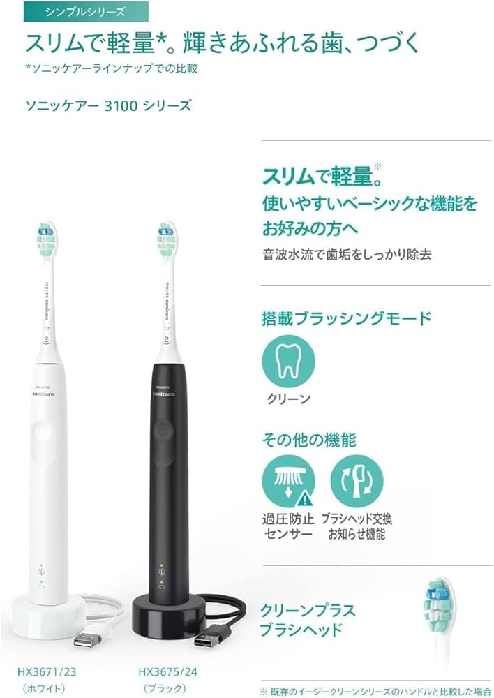 PHILIPS Sonicare HX3675/24 電動歯ブラシ Amazon.co.jp: フィリップス 電動歯ブラシ ソニッケアー 3100